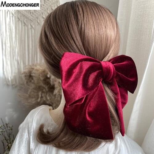New Fashion Velvet With Clip Women Girls Elegant HairTie Hairpins Vintage Barrette Bow Hair Clip Prom Hair Accessories Party