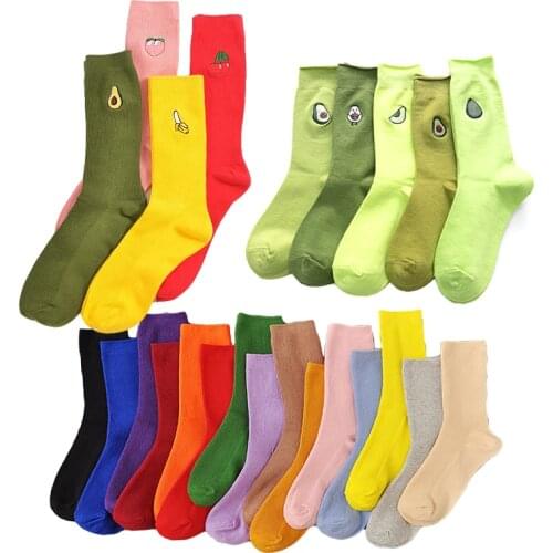 Yeadu New Cotton Cute Fruit Print Womens Socks Meias Retro Embroidery Long Colorful Funny Socks Women Girls Multicolor Sock