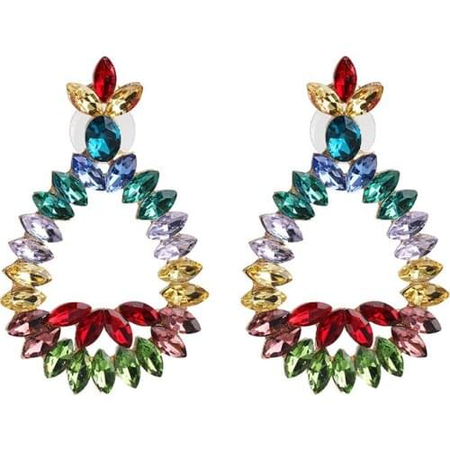 2020 New Fashion Simple Glass Crystal Water Drop Earrings Women Hollow Geometric Statement ZA Earrings Jewelry Large Earrings