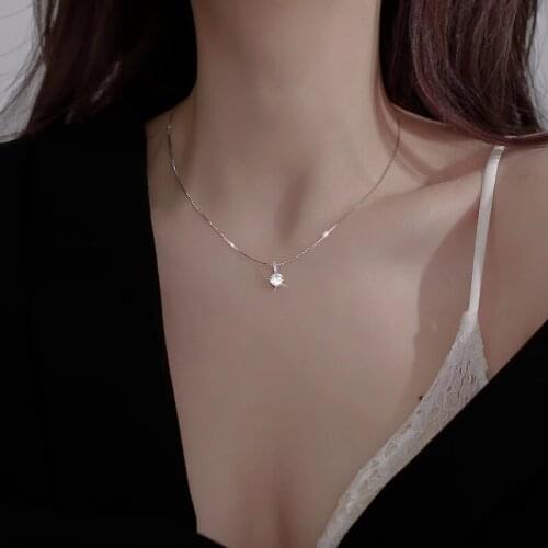 Women Flash Zircon Necklace Luxury Fashion Water Drop Pendant Necklace Feminine Clavicle Chain Jewelry Gift