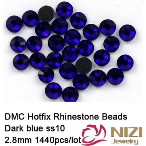 1440 pcs ss10 sapphire Free shipping DMC hot fix rhinestones flat back rhinestones High Quality
