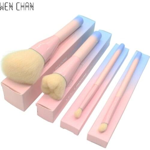 2017 Gradient Color Pink Powder Makeup Brushes 4pcs Set Make up Brush with Box