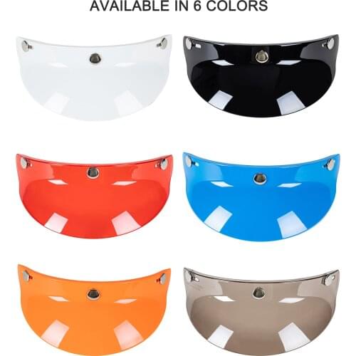 3 Snap-Button Visor Shield Lens Visor Flip Up Wind Shield for Open Face Motorcycle Helmet Anti-UV,fog