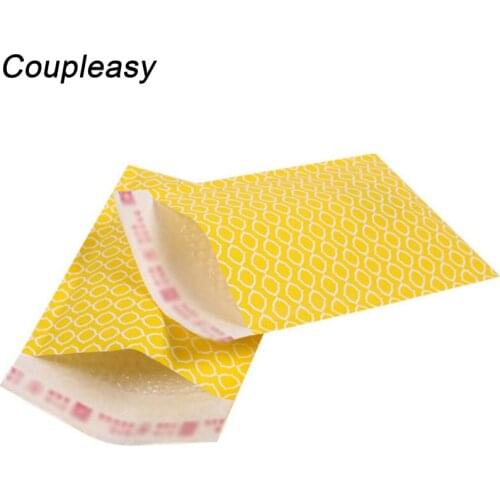 50Pcs Yellow Kraft Paper Pattern Bubble Envelope Self Seal Bubble Mailer Shockproof Padded Envelope 20x25cm Shipping Bags