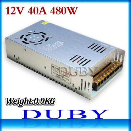 50piece/lot Small Volume 12V 40A 480W Switching power supply Driver For LED Light Strip Display AC100-240V Free Fedex