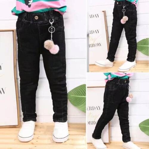 Baby Girl Jeans 2020 New Kids Girl Plus Velvet Thick Denim Pants Childrens Leopard Patchwork Jeans Toddler Girl Thick Warm Jean
