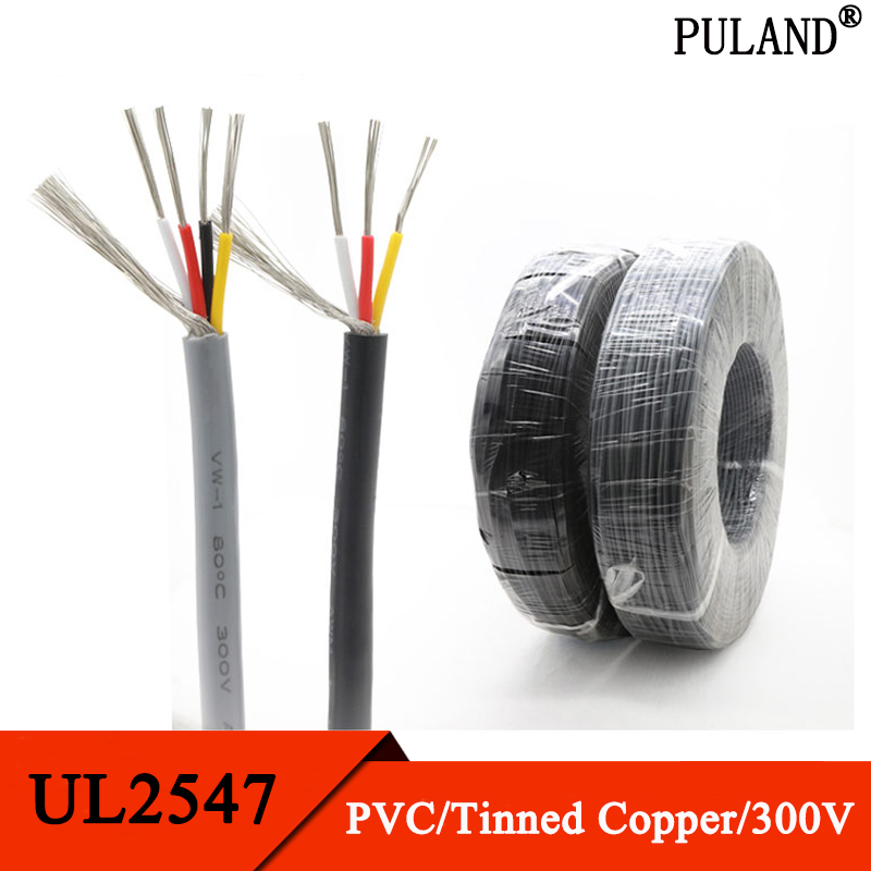 UL2547 Signal Shielded Cable 22 24 26 28 AWG PVC Insulated 2 3 4 5 Cores Amplifier Audio Copper Wire Headphone DIY Control Line