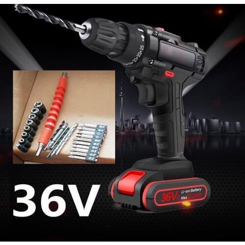 Max 36V Electric Screwdriver Lithium Battery Rechargeable Multi-function Cordless Drill Power Tools