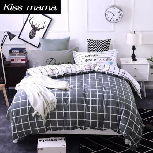 100% Cotton Bedding Set King Size Nordic Duvet Cover Set Custom size bed clothes Grey lattice