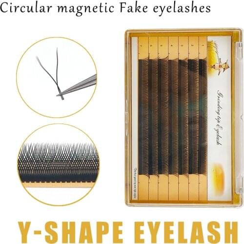 Circular magnetic 7 rows of mixed 0.07YY black eyelashes to extend two sharp eyelashes C-curve braided high quality eyelashes