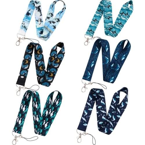 YL412 Cute Whale Lanyard Car Keychain Personalise Office ID Card Pass Gym Mobile Phone Key Ring Badge Holder Accessories