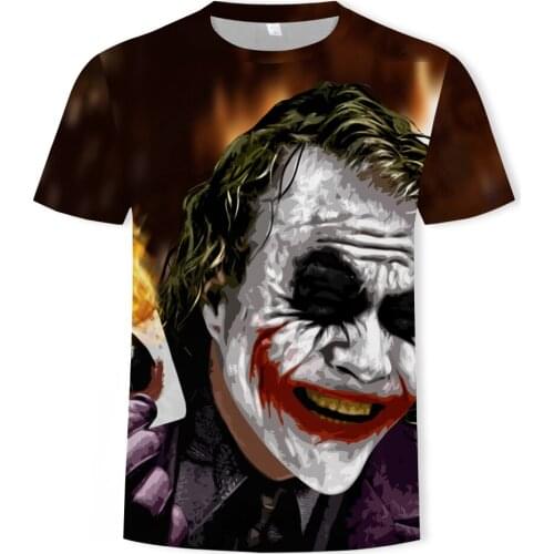 2021 summer new style 3D clown mens short-sleeved T-shirt interesting fashion casual pattern T-shirt mens O-neck loose