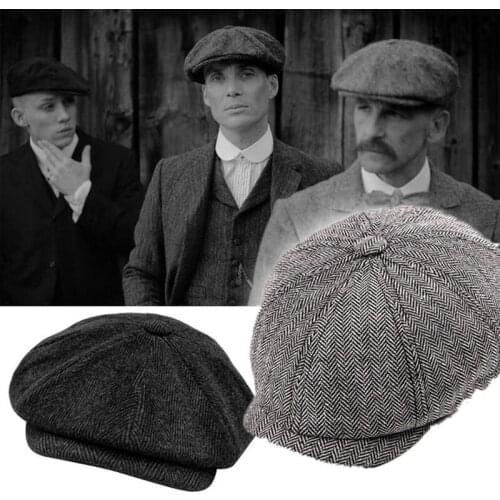 Mens Peaky Blinders Cosplay Tommy Shelby Plain 8 Panel Hat Cap Newsboy Cap Baker Boy Baseball Costume