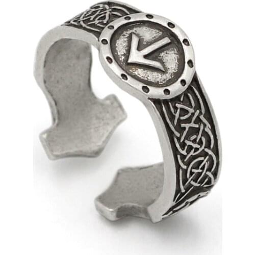 Men Norse Viking Celtic Rune Rings Adjustable Rings Amulet Runic Nordic Celtic Ring Gothic Jewelry