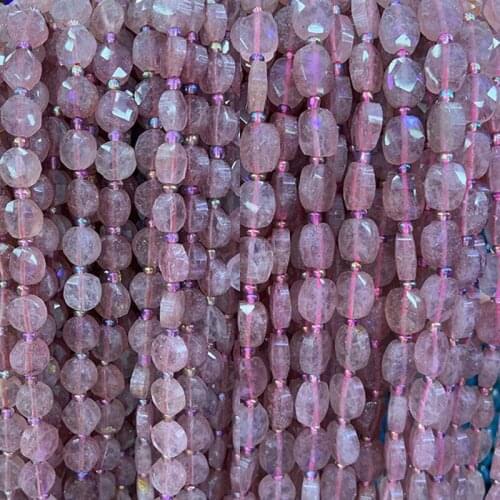 Natural Pink Cherry Quartz Beads 15'' Faceted Coin Square DIY Loose Beads For Jewelry Making Women Necklace Bracelet