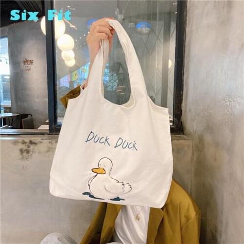 New Peach Duck Pear Plaid Shoulder Ins Soft Cute Bag Tote Graphic Tote Harajuku Handbags Shopping Eco Skipoem Large-capacity Bag
