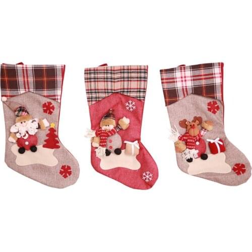 3 Styles New Arrival Christmas Stockings Decor Ornament Santa Christmas Stocking Xmas Candy Gifts Bag LX8620