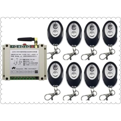 New AC220V 250V 380V 30A 2CH RF Wireless Remote Control Switch System 8pcs ellipse shape transmitter &1 receiver Learning code