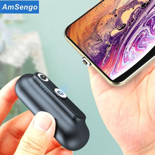 Amsengo Portable Power Bank Mini Charging PowerBank 3 in 1 Magnetic External Battery Charger For iPhone Type-C Micro PoverBank