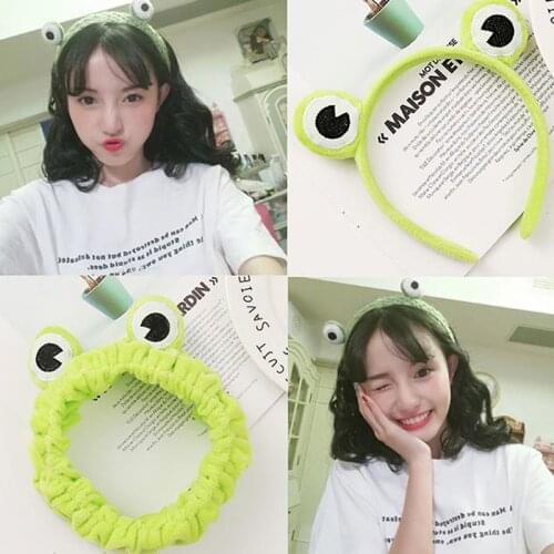 1pc Frog Makeup Headband Wide-brimmed Elastic Hairbands Cute Girls Hair Bands Funny Hair Accessories For Women