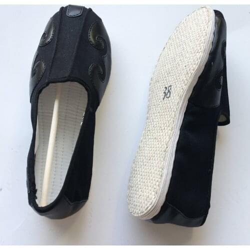 Strong Cloth Soles Cotten Breathable Taoist Shoes Chinese Traditions Footwear Tai Chi Shoes Kung Fu Wushu Shoes Black 35-45