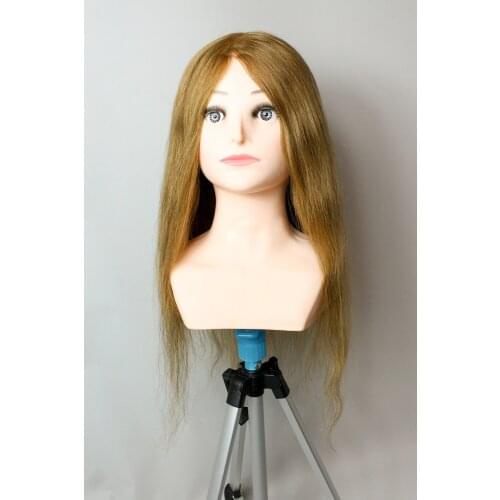 PRODİVA HAIRDRESSING TRAINING MANKENİ SHOULDERED REAL HAIR-DRESSER WORKING PUPPETİ-STANDARD COFFEE 55 CM
