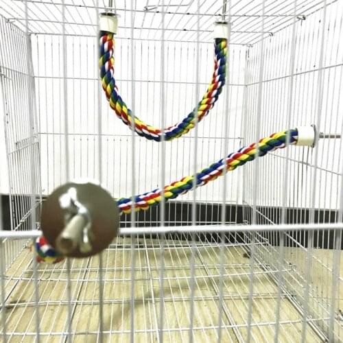 Pet Bird Parrot Colorful Interactive Hanging Rope Perches Cage Accessories Comfy Perch Parrot Toys For Cotton Bungee Bird Toy