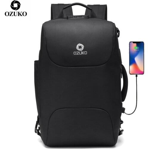 OZUKO Backpack Men Anti Theft Casual 15.6 inch Laptop Bags Male USB Charging Waterproof Backpacks Business Travel Mochila New