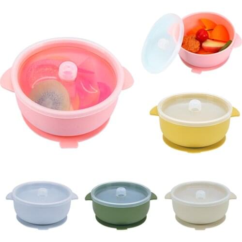 Silicone Baby Feeding Bowl Tableware Waterproof with Lid Non-Slip Crockery BPA Free Silicone Dishes for Baby Bowl Baby Plate