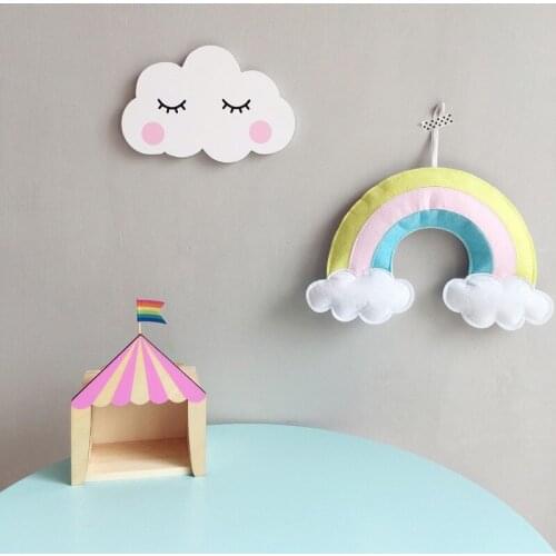 Nordic Rainbow Cloud Wall Hanging Kids Room Decor Aesthetic Baby Bedroom Felt Child Tent Ornament Room Decoration Accessories