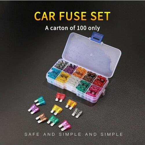 100pcs Mixed Mini Blade Fuse Zinc Alloy and Plastic Material Blade Fuses Assortment AMP Set For Automotive Car Truck