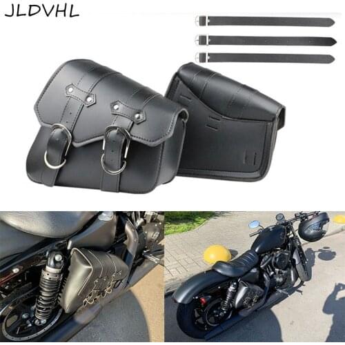 Universal PU Leather Motorcycle Saddlebag Side Tool Luggage Waterproof Storage Bags for Honda/Suzuki/Kawasaki/Yamaha