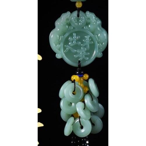 Entry exit of Ping An auto crystal JADE beads safety buckle creative pendant car rear view mirror pendant car hanging crafts