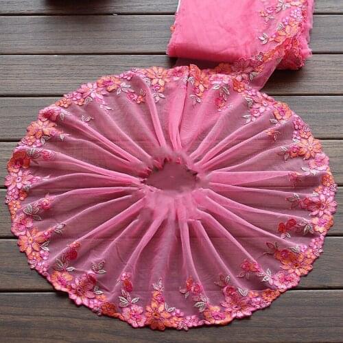 10Yards Embroidered Lace Trim Tulle 18cm Width Fabric Flower Mesh for Bra Lingerie Dolls Dress Decor DIY Crafts