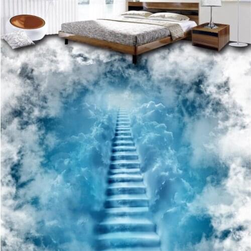 Wellyu The clouds clouds ladder 3D floor painting custom large mural wear waterproof film papel de parede para quarto