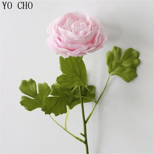 YO CHO Rose Artificial Silk Flowers Autumn White Peony Bouquet For Home Party Spring Wedding Decoration Mariage Fake Big Flowers