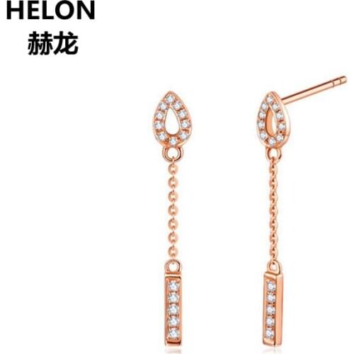 Solid 18k Rose Gold Women Stud Earrings Engagement Wedding Anniversary Party Fine Jewelry