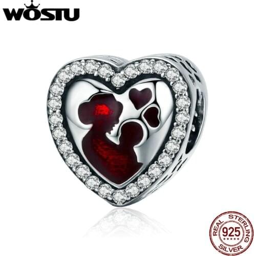 WOSTU Hot Sale 100% 925 Sterling Silver Best Love For MOM Charm fit Bead Bracelet DIY Jewelry Birthday Gift For Mother CQC634