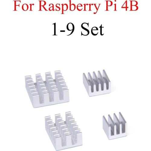 1 - 9 Set Aluminum Heat Sink Cooling Sink Cooler HeatSink 4Pcs Kit Radiator For Raspberry Pi 4 Model B Silver