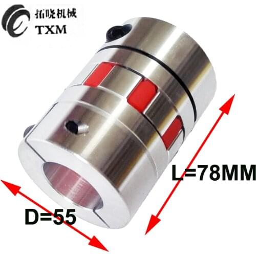 1pc Diameter 55mm Length 78mm Flexible plum clamp coupler D55 L78 shaft size from 12mm to 28mm CNC Jaw shaft coupling