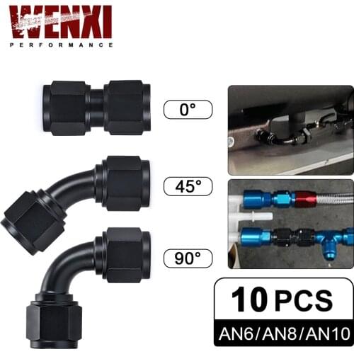 10 PCS Universal 0 45 90 Degree AN6 AN8 AN10 Female to AN6 AN8 AN10 Female Hydraulic hose Elbow Oil Cooler Fitting Hose Fitting