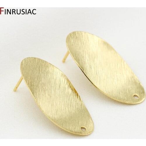 14K Real Gold Plated Earring Findings 925 Silver Needle Big Size Corrugated Earring Post Accessories DIY Earrings Making