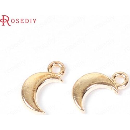 32225)20PCS Height 0.8CM Gold Color Zinc Alloy Moon Charms Pendants Jewelry Making Supplies Diy Findings Accessories