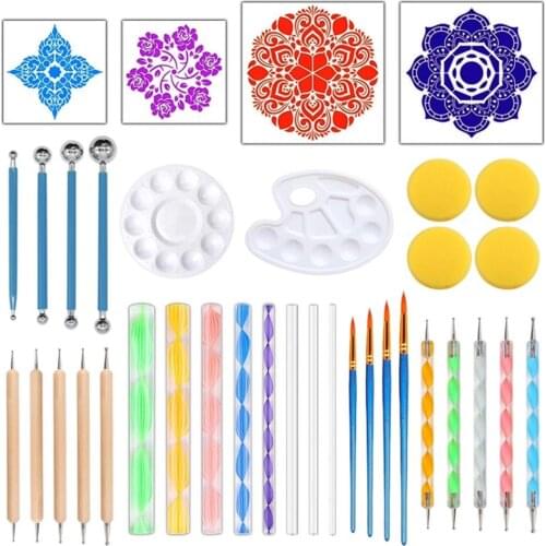 36pcs Mandala Dotting Tools Set for Painting Rocks Pottery Portable Multifunction Embossing Dot Kit Dotting Tool Set Handwork