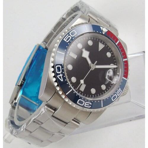 40MM Sterile Dial Sapphire Glass Black Blue Red Ceramic Bezel Seeing Case Back NH35A MIYOTA 8215 Automatic Mens Wristwatch