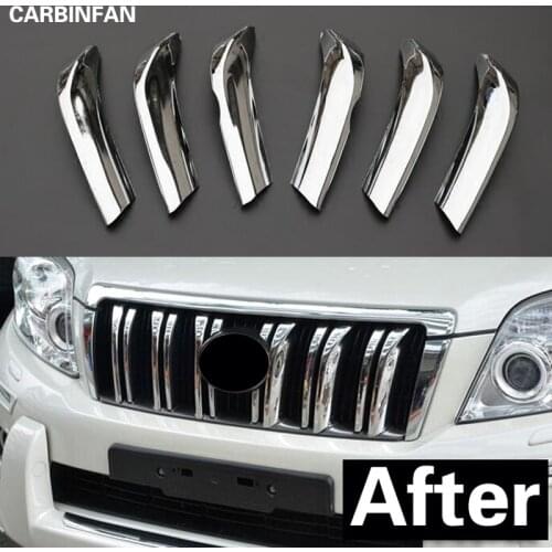 Car Styling ABS Chrome Front Grille Around Trim Racing Grill Sticker Frame 8pcs Fit For Toyota Prado FJ150 2010 2011 2012 2013