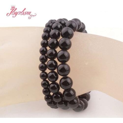 Natural Stone Bracelet AA Grade Black Tourmaline 100% Natural Round Beads 6/8/10mm For Women Gift Fashion Jewerly Bracelet 7"