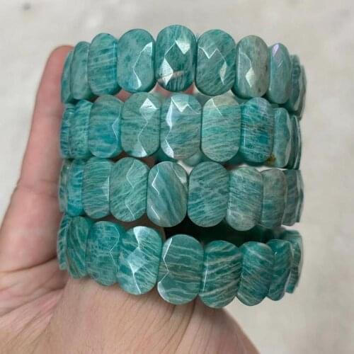 Blue amazonite stone beads bracelet natural gemstone jewelry bangle for woman for gift wholesale
