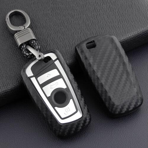 Carbon Fiber Look Car Key Case Cover Fob Holder For BMW 1 2 3 4 5 6 7 M Series X3 X4 F20 F22 F30 F31 F36 F10 F11 F07 F12 F01 F26