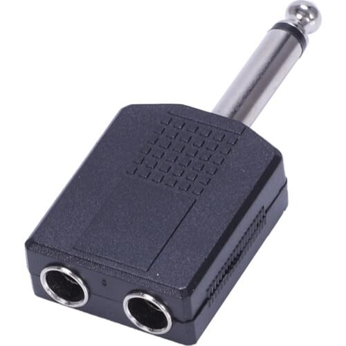 Black 6.35 1/4" Male to Dual Female Mono Y Cord PA o Cable Adapter